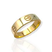 Златен пръстен Cartier с полирана повърхност и гравирани болтове 14K RG11445