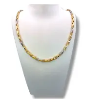 Златен синджир мъжки двуцветен с правоъгълни звена 14K RG11485