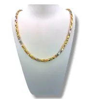 Мъжки синджир със звена от бяло и жълто злато 14K RG11486
