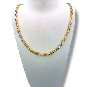 Мъжки синджир със звена от бяло и жълто злато 14K RG11486