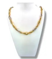 Златен синджир дамски с фина плетка и преплетени звена 14K RG12059