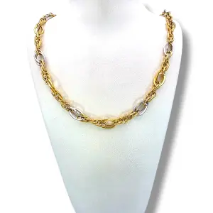 Златен синджир дамски с фина плетка и преплетени звена 14K RG12059