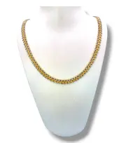 Златен синджир дамски Ролекс елегантна двуцветна фина плетка 14K RG12065
