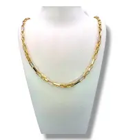 Класически мъжки златен синджир с двуцветни звена 14K RG11771