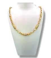 Изискан мъжки златен синджир с гравирани детайли 14K RG11772