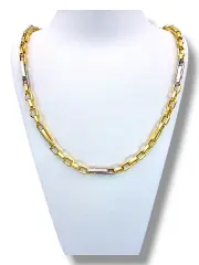Златен синджир мъжки с акценти бели звена 14K RG10822
