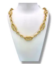 Екстравагантен мъжки златен синджир с елипсовидни звена 14K RG11780