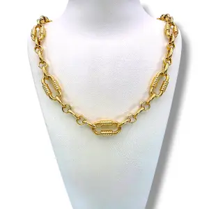 Екстравагантен мъжки златен синджир с елипсовидни звена 14K RG11780