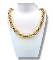Двуцветен мъжки златен синджир с контрастни звена 14K RG11782