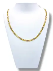Златен синджир унисекс с бели и жълти звена 14K RG10816