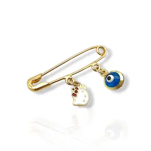 Златна игла с емайл за новородено 14K RG10381