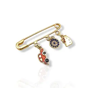 Бебешка златна игла с талисманчета 14K RG10384