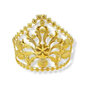 Златна дамска корона за глава с ажурни елементи и цветен мотив 14K RG13155
