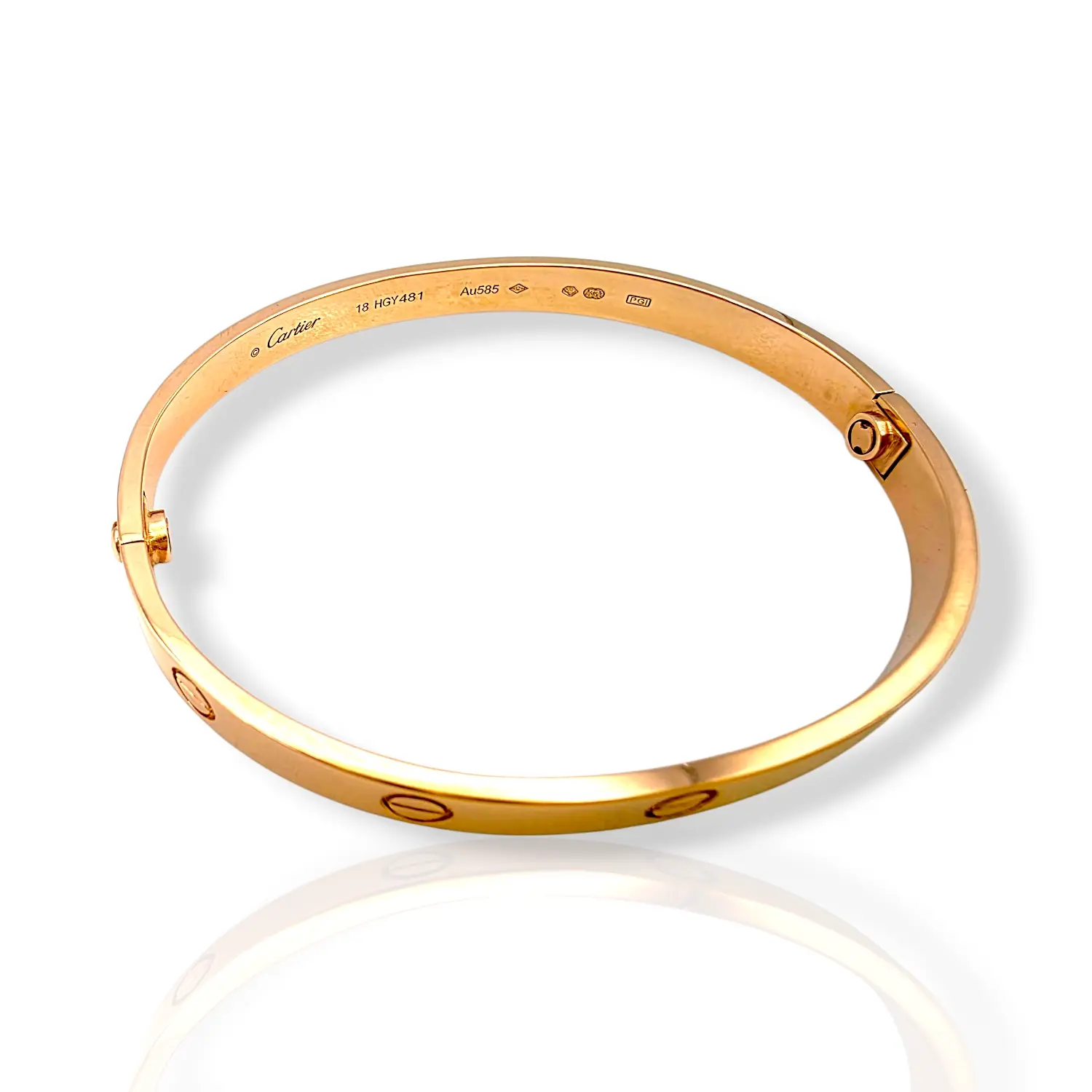 Златна твърда гривна Cartier с класически дизайн 14К RG11446