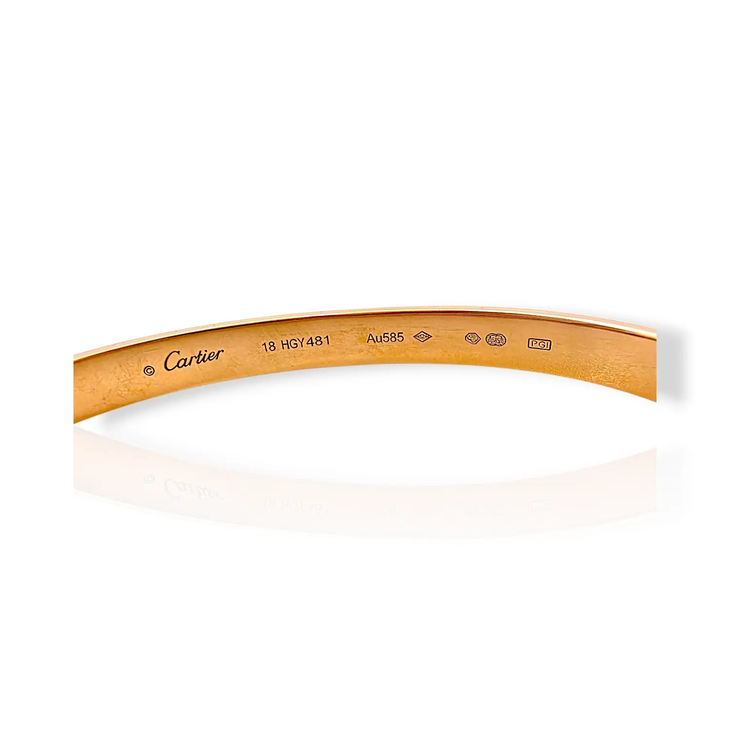 Златна твърда гривна Cartier с класически дизайн 14К RG11446
