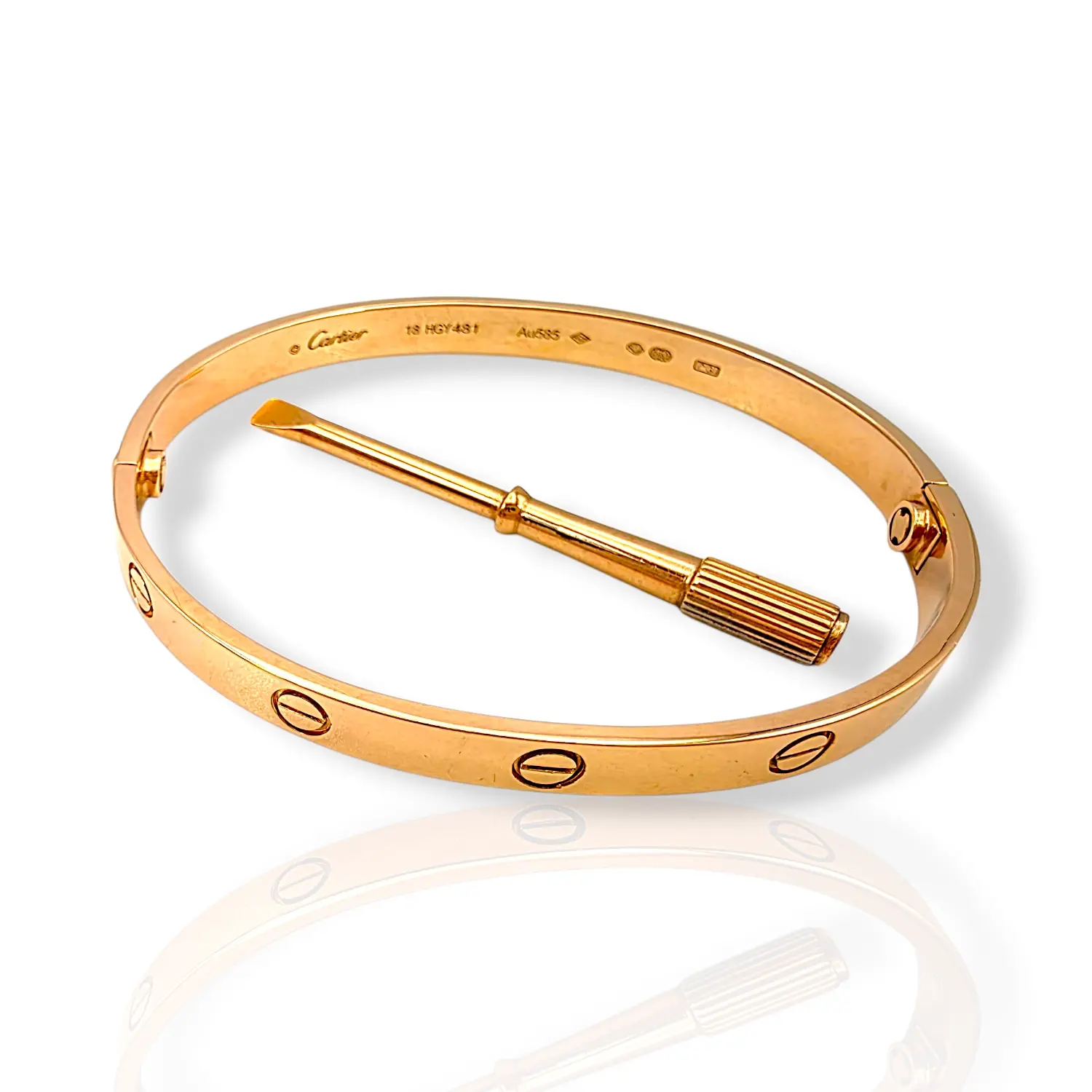 Златна твърда гривна Cartier с класически дизайн 14К RG11446