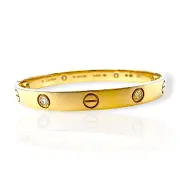 Златна гривна Cartier с диаманти и гравирани болтове 14К RG11448