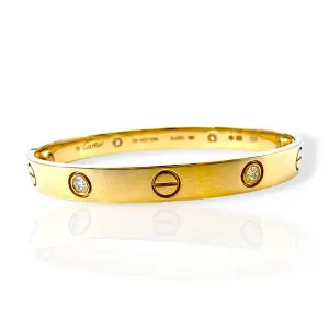 Златна гривна Cartier с диаманти и гравирани болтове 14К RG11448