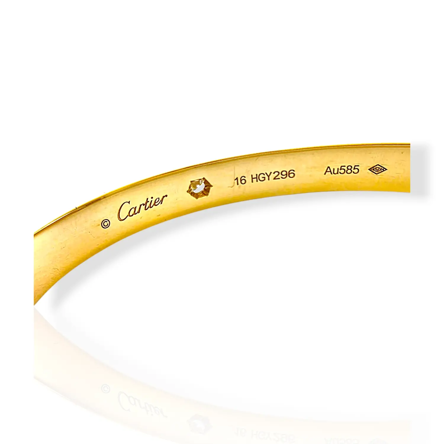 Златна гривна Cartier с диаманти и гравирани болтове 14К RG11448
