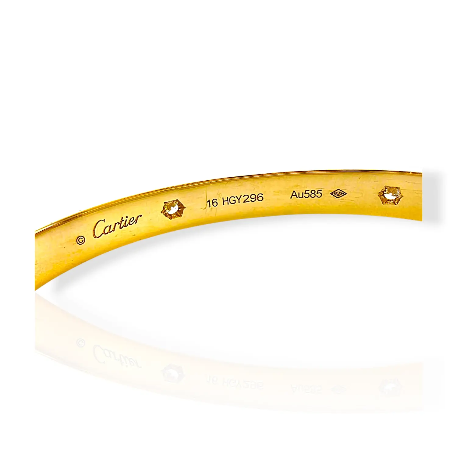 Златна гривна Cartier с диаманти и гравирани болтове 14К RG11448