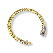 Златна гривна дамска Монако Чейн с цирконий CLASSIC PLAIN/PAVÉ LOCK 14К RG11142