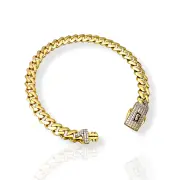 Луксозна дамска гривна Monaco Chain с инкрустирана закопчалка 14К RG11946