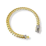 Златна гривна Monaco Chain с полирана повърхност CLASSIC PLAIN / PAVE LOCK 14К RG11033