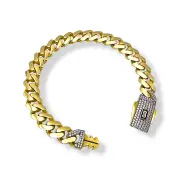 Златна гривна Monaco Chain с инкрустирана закопчалка CLASSIC PLAIN / PAVE LOCK 14К RG11035