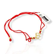 Златна гривна с червен конец и бебешки стъпки 14K RG13255