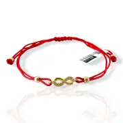 Гривна с червен конец и златна безкрайност с нежни циркони 14K RG12309