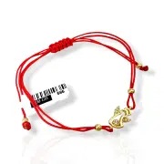 Златна гривна с червен конец и златен ангел 14K RG13257