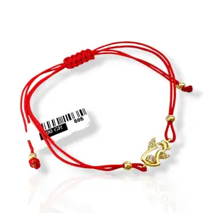Златна гривна с червен конец и златен ангел 14K RG13257