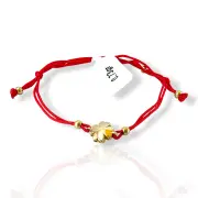 Златна гривна с червен конец и нежна детелина 14K RG12294