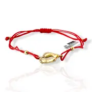 Гривна с червен конец и златни бебешки стъпки 14K RG12312