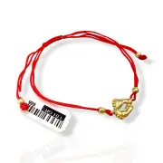 Златна гривна с червен конец и детски крачета 14K RG13261
