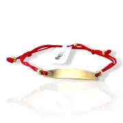 Гривна с червен конец и златна плочка 14K RG12299