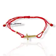 Гривна с червен конец и кръстче с цирконии 14K RG12300