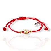 Гривна с червен конец и златен солитер 14K RG12317