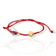 Гривна с червен конец и семпъл златен кръст 14K RG12303