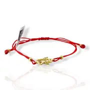 Гривна с червен конец и златен ангел с камъчета 14K RG12321