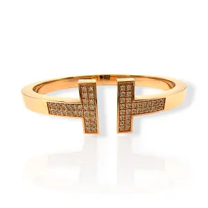 Златна гривна Tiffany с Т-образен отвор и цирконии 14К RG11447