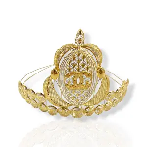 Златна дамска корона с филигран и кръгли мотиви 14K RG8066