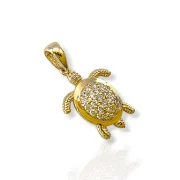 Златна висулка костенурка с цирконии и символика 14K RG13112