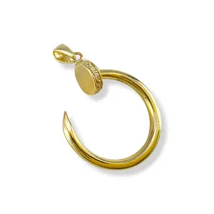 Златна висулка пирон с фина халка и цирконии 14K RG12720