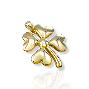Елегантна златна висулка детелина с изчистен дизайн 14K RG13113