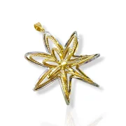 Златна висулка цвете двуцветно с ажурен дизайн 14K RG12959
