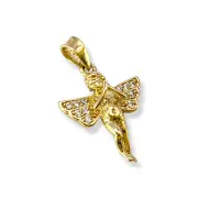 Златна висулка ангелче с инкрустирани цирконии 14K RG12398
