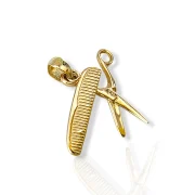 Златна висулка ножица и гребен за фризьори 14K RG13114