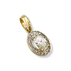 Златна висулка овал с централен цирконий 14K RG12399