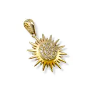 Златна висулка слънце с плътни цирконии 14K RG12402